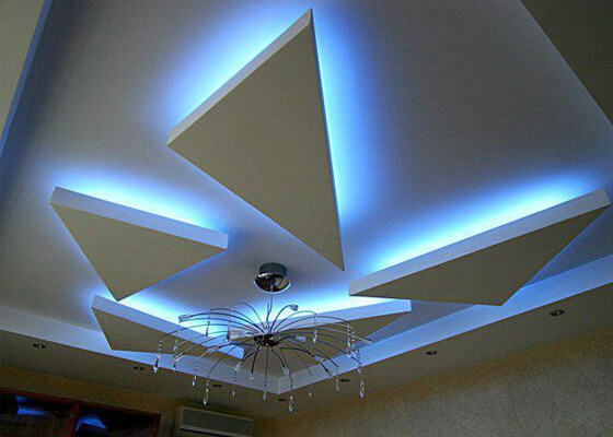 Как сделать самому красивый двухуровневый потолок из гипсокартона с подсветкой. Фото и видео